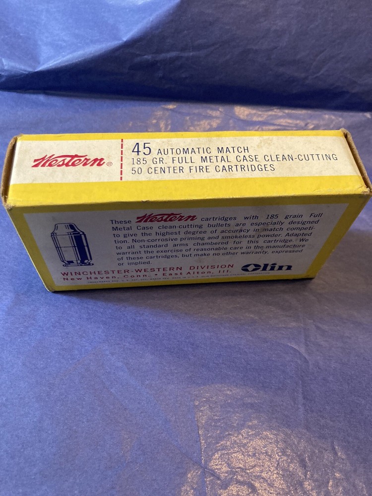 45 Ammo EMPTY Box WESTERN SUPER MATCH AUTOMATIC Clean Cutting