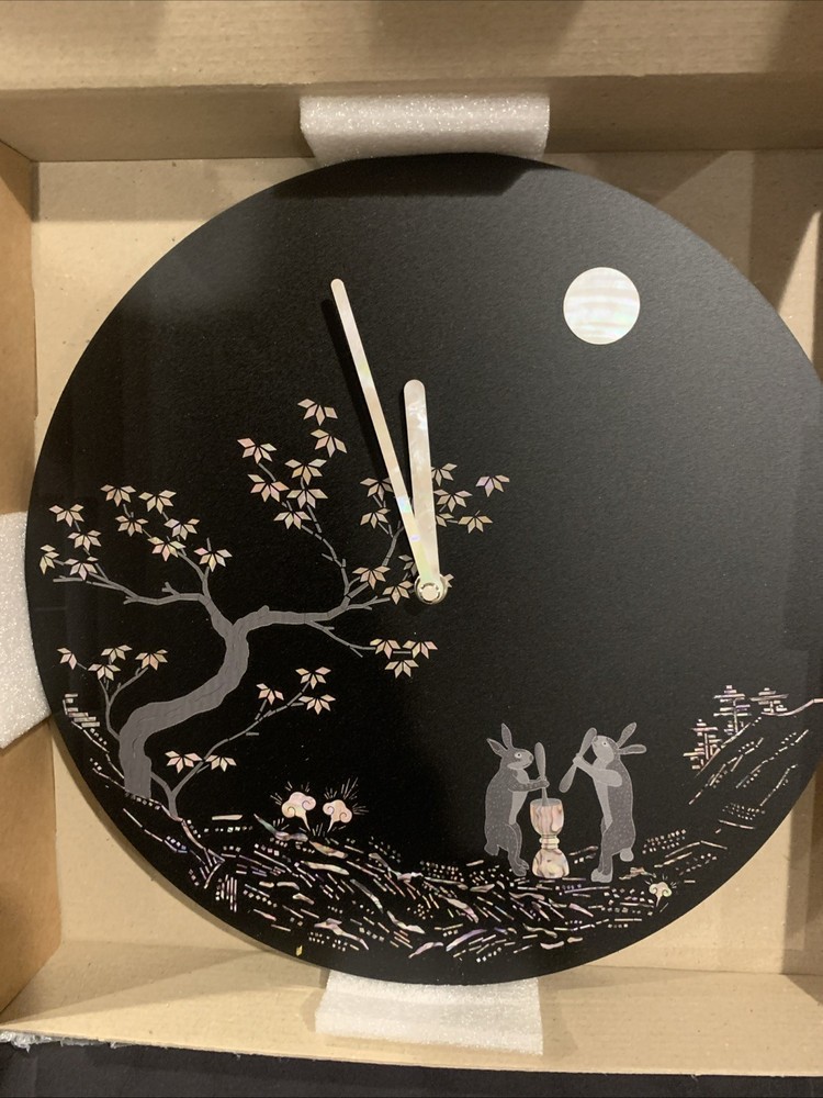 New Asian Black Wall Clock “Moon Rabbit” By Root 57