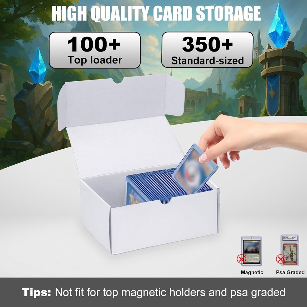 Toploader Trading Card Storage Box, 4-Pack 100 Count White Corrugated Cardboard