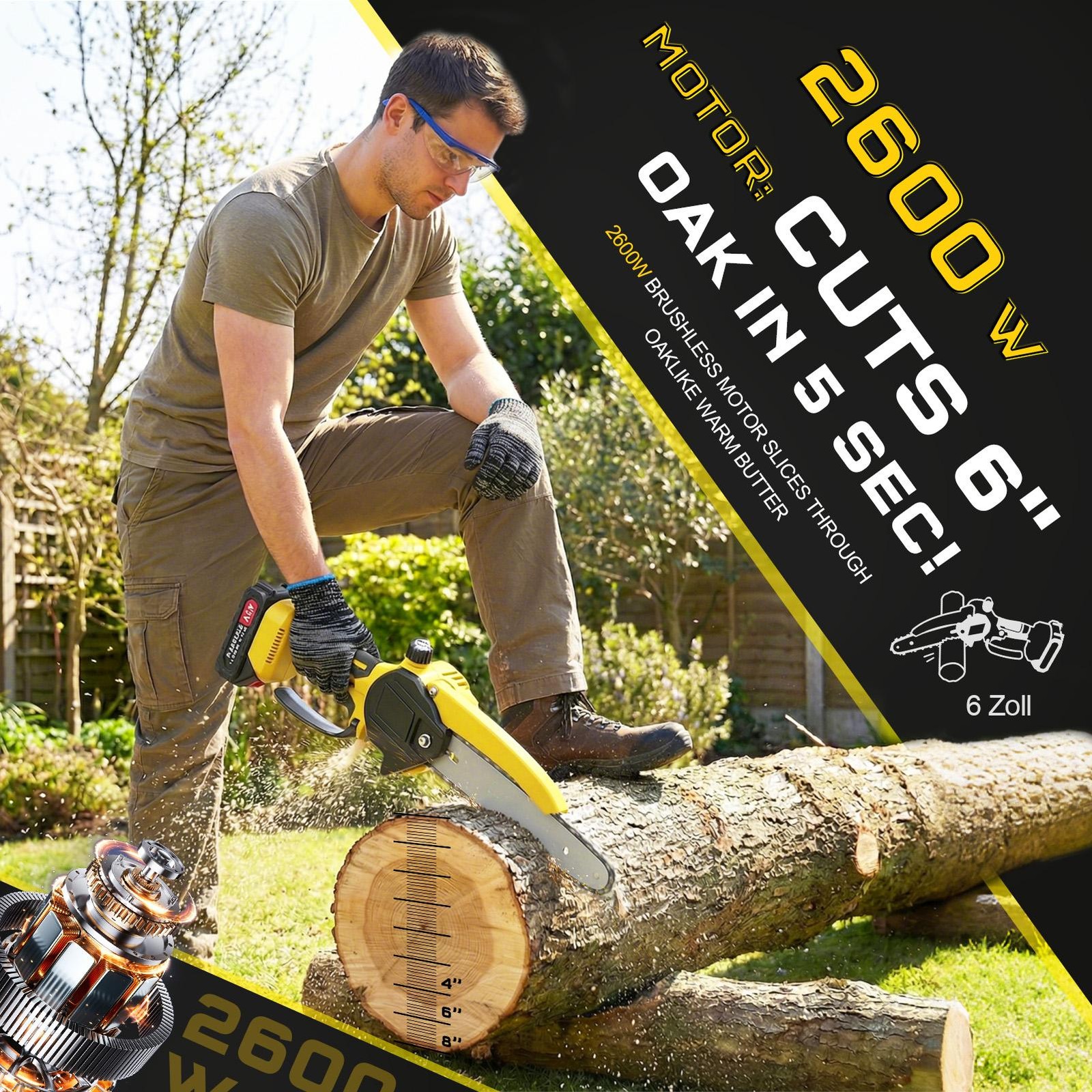 Electric Chainsaw Telescoping Pole Pruner High Branch Saw Garden Tree Pruning