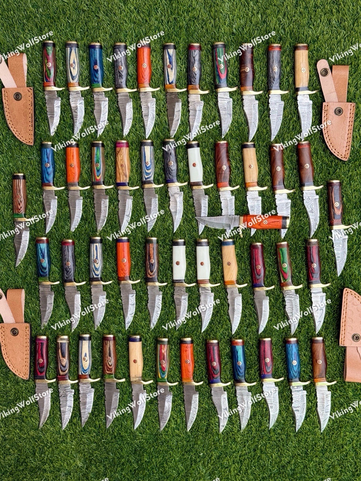 20 Pcs of CUSTOM HANDMADE 6"inch DAMASCUS STEEL CAMPING & HUNTING KNIVE FROM USA