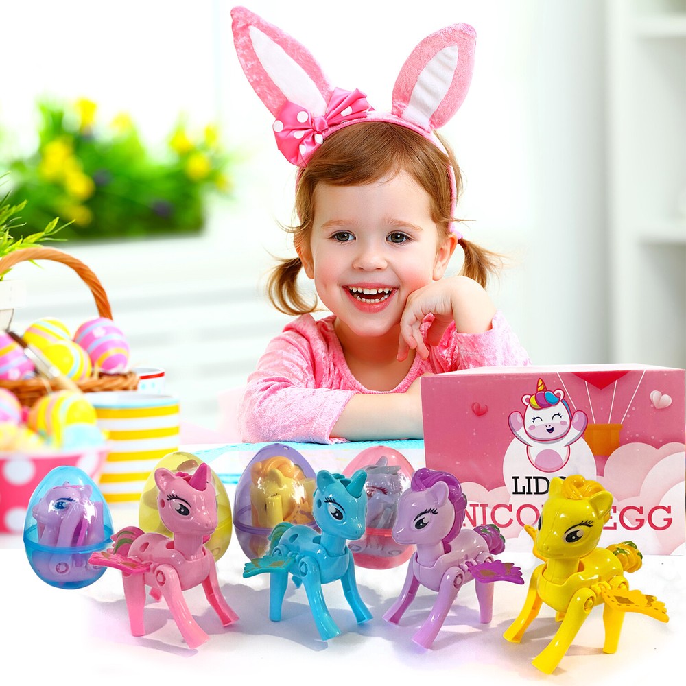 Easter Unicorns Surprise Eggs with Toys Inside Stocking Stuffers 4 Pack
