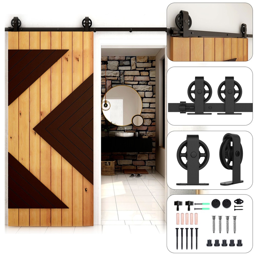 4-12FT Sliding Barn Door Hardware Kit Single Double Doors Medium Wheel RollerKit