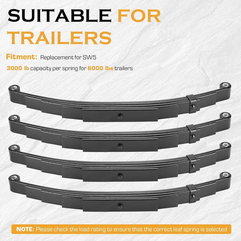 Trailer Leaf Spring Set 5 Leaf 3000lb Double Eye