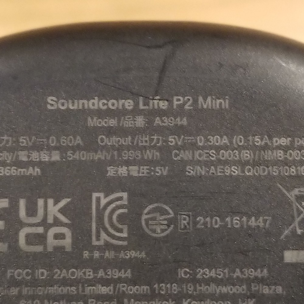 Soundcore Life P2 Mini Replacement CASE ONLY Black 0462