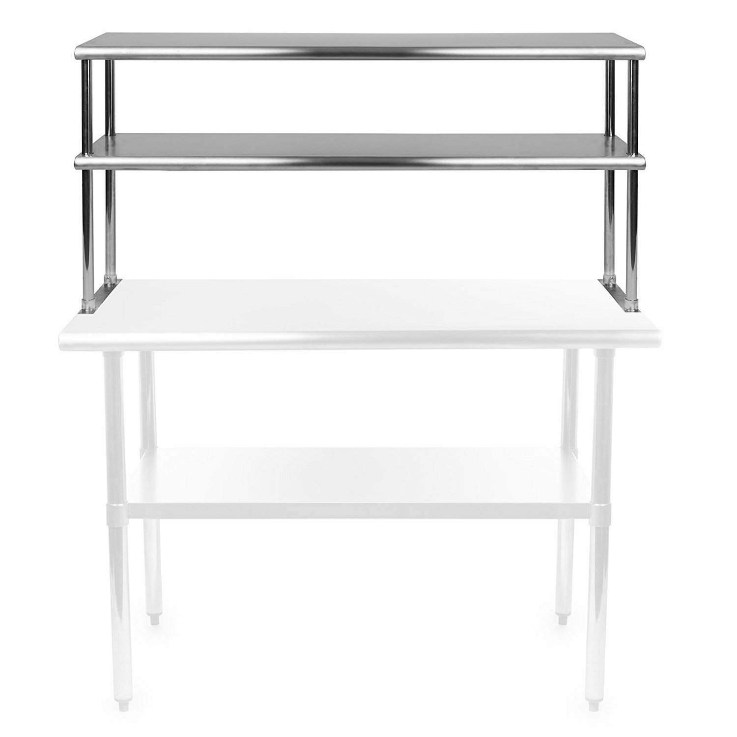 Stainless Steel Adjustable Double Overshelf for Work Table 18"x60"