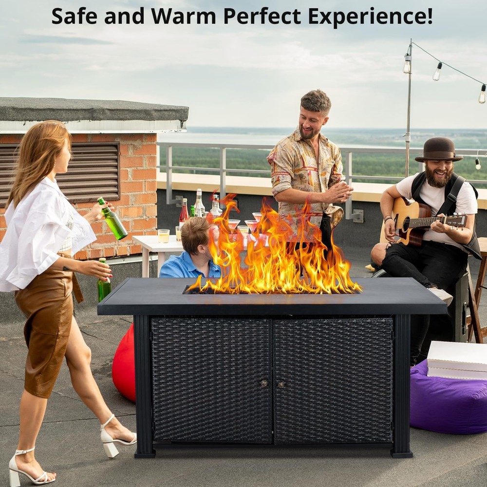 52'' Propane Fire Pit Table 50000BTU Outdoor Rectangular Propane Firepit Table