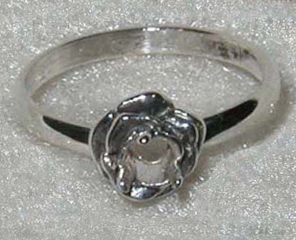 4mm Round Rose ring setting SIZE 7  Sterling Silver ring casting