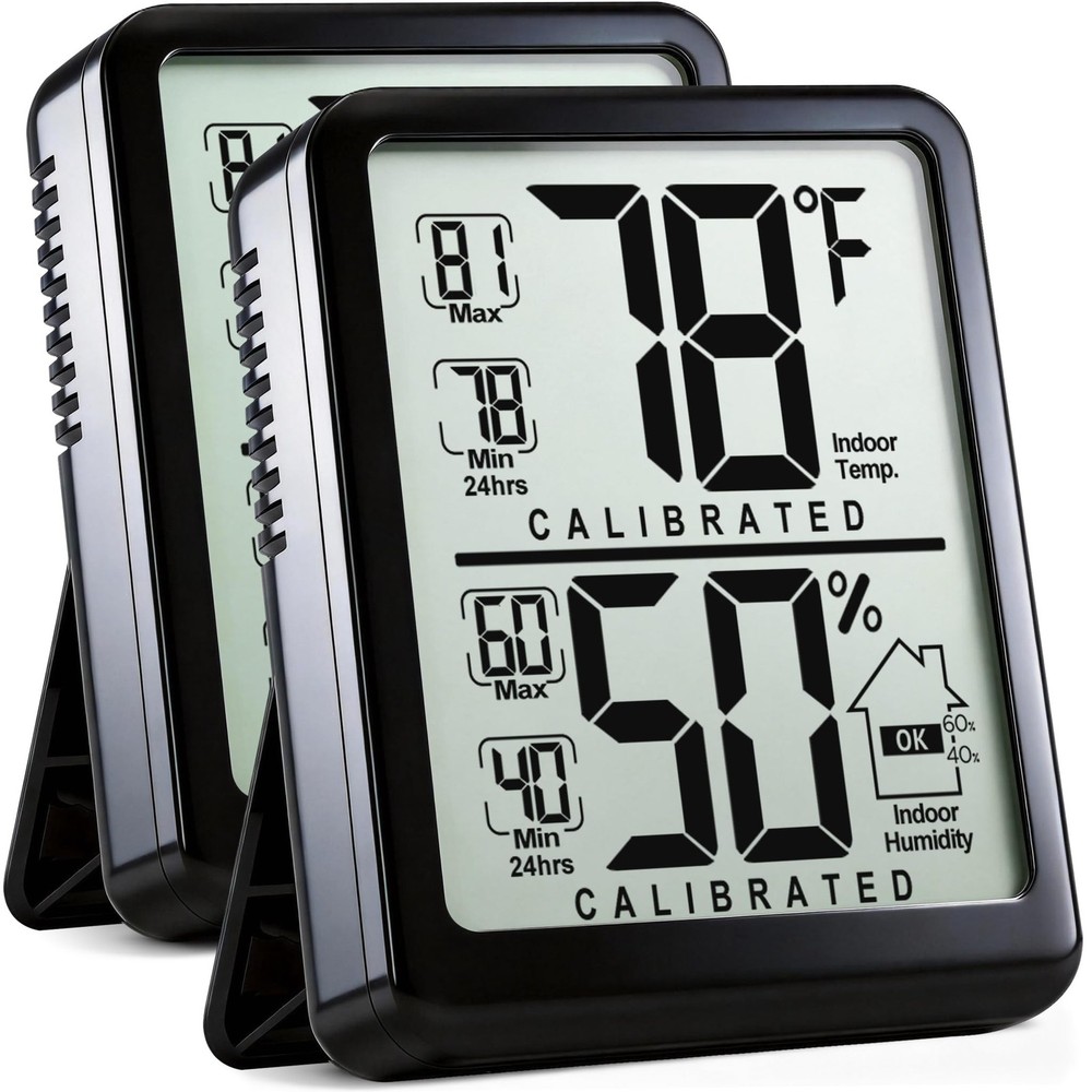 Digital Indoor Thermometer  Hygrometer 2-Pack - Max/Min Record Sensor