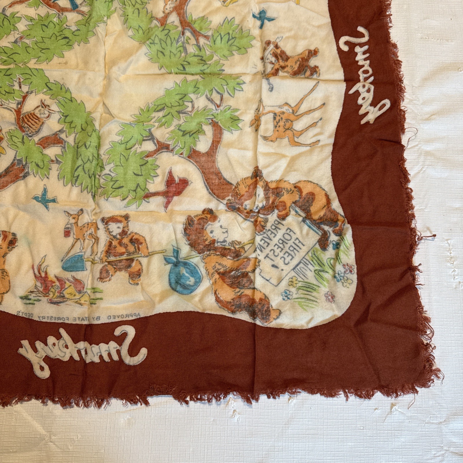 VTG 1940s-50s US Dept Agriculture SMOKEY THE BEAR Forestry Department SCARF-HTF