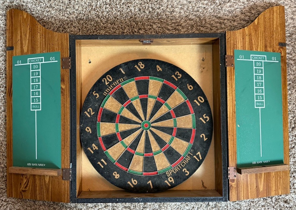 Cheers Dart Board and Cabinet Vintage 1989