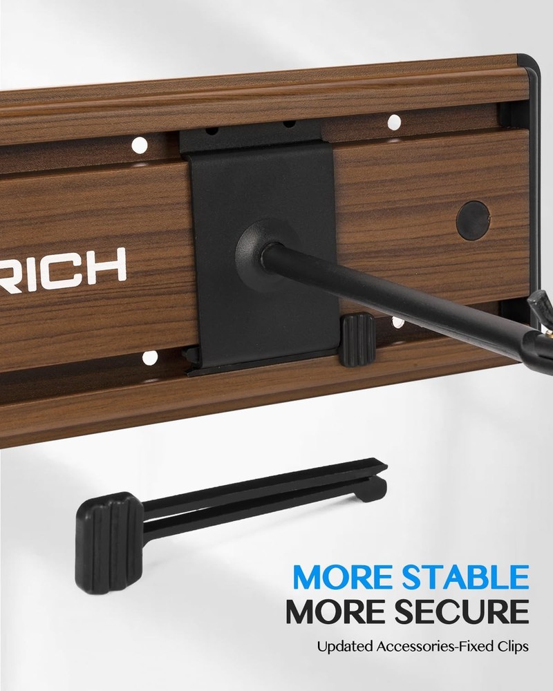 Modular Guitar Wall Mount Rack for 8 Instruments with Adjustable Hangers