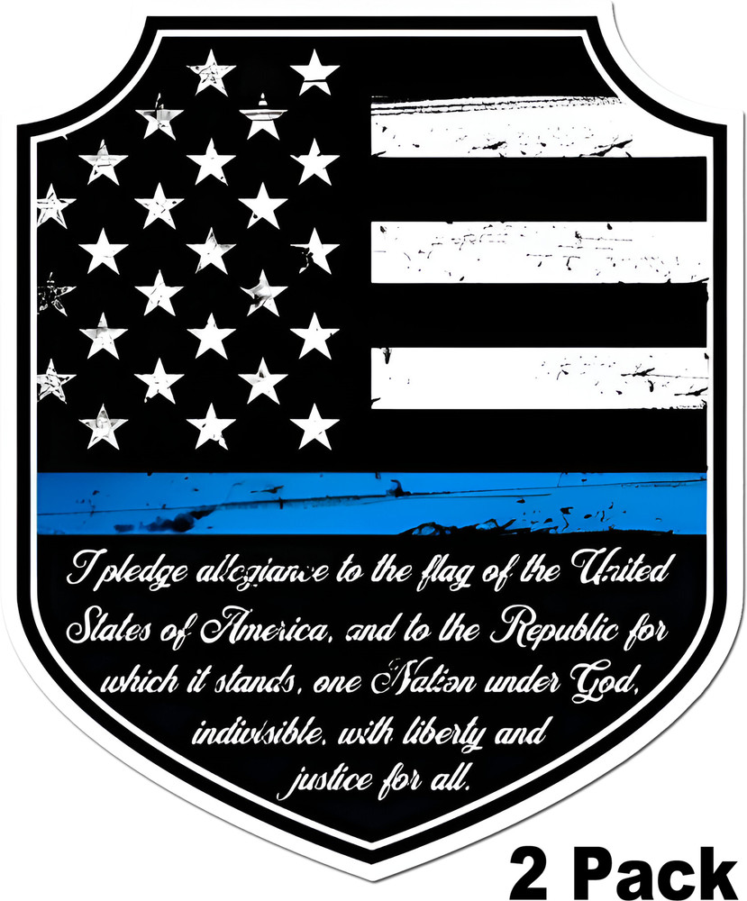 2X Thin Blue Line Badge sticker Flag