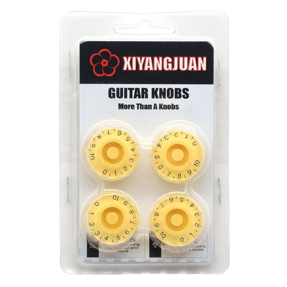 4Pcs Speed Control Knobs Embossed Cream Guitar Knobs Bass Knobs Gear Shape Knobs