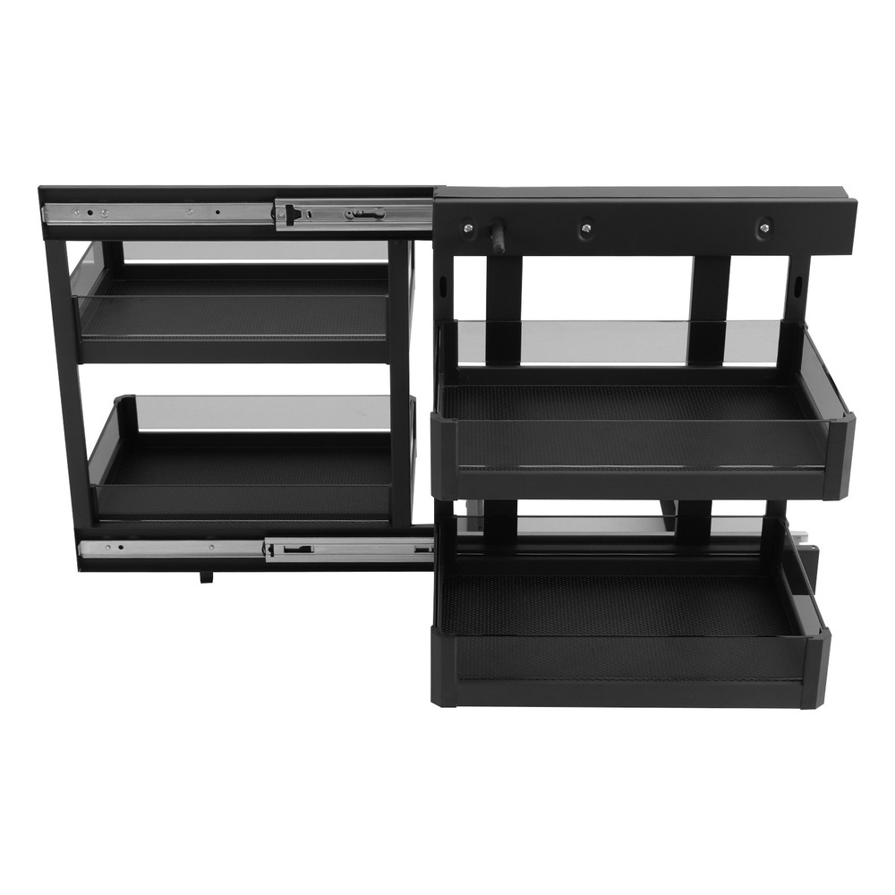 2 Tiers Kitchen Black Corner Pull Out Organizer Blind Corner Pullout Organizer