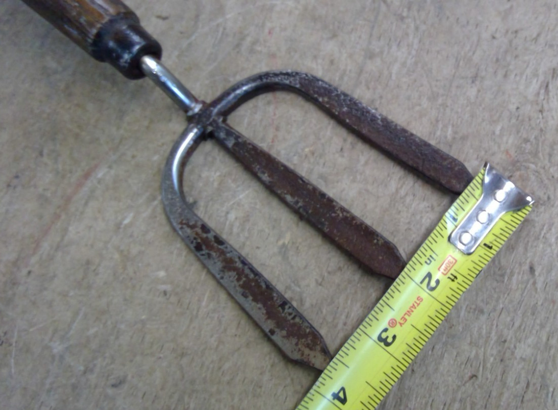 Vintage Hand Cultivator Fork Garden Tool Wood Handle 3 Prong