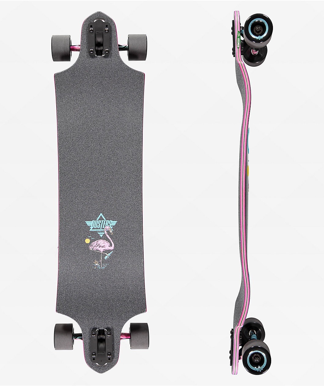 Duster Chill Flamingo 38" Drop Through Longboard Complete Skateboard Cruiser