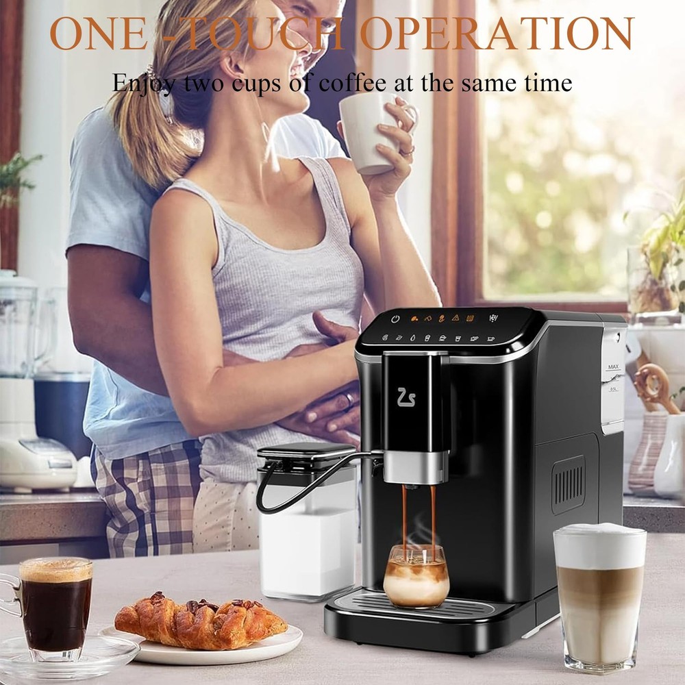 Fully Automatic Espresso Machine, 20 Bar Coffee Machine with Built-In Grinder