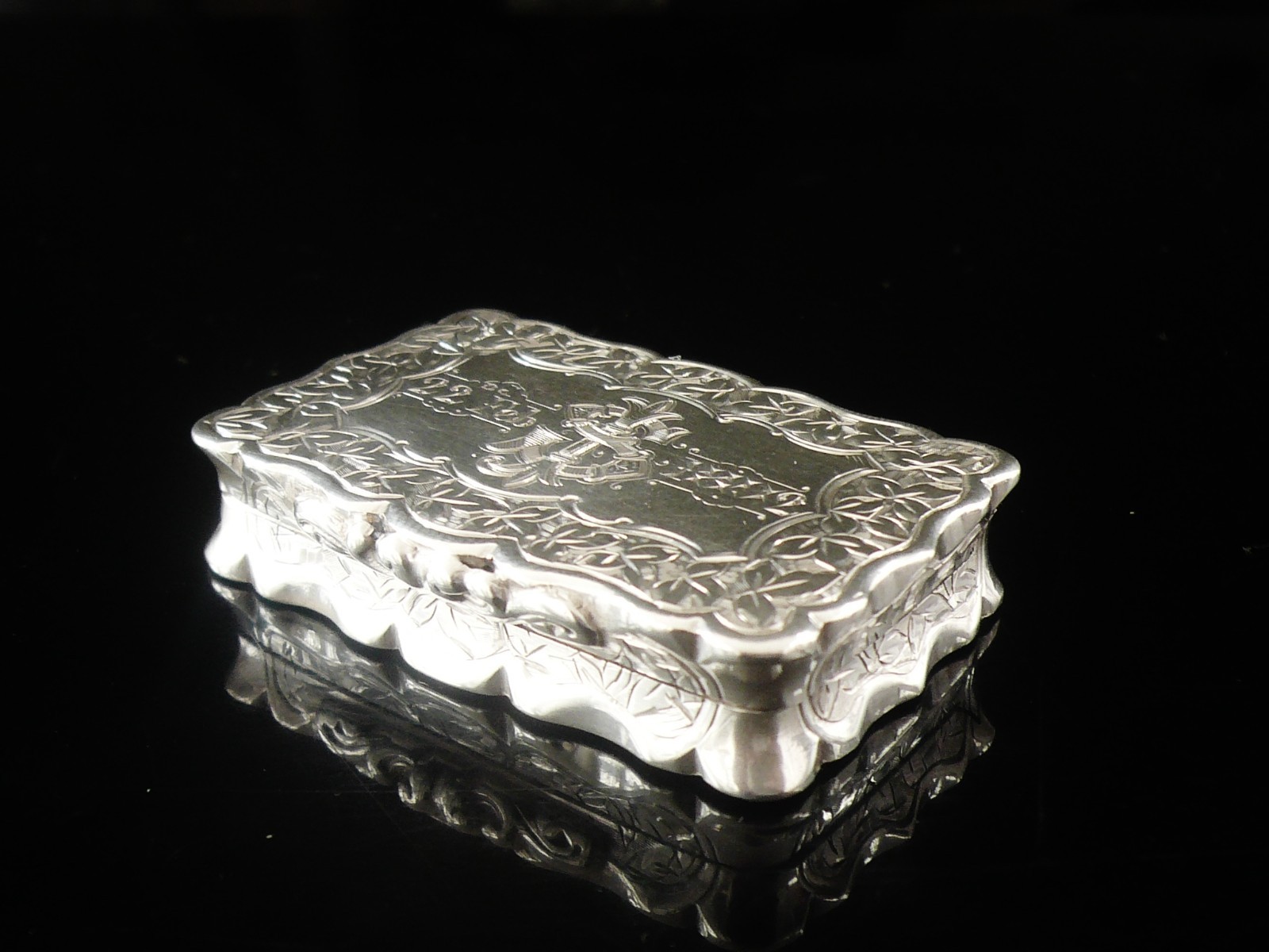 Sterling Silver Snuff Box, George Unite, Antique Birmingham 1890