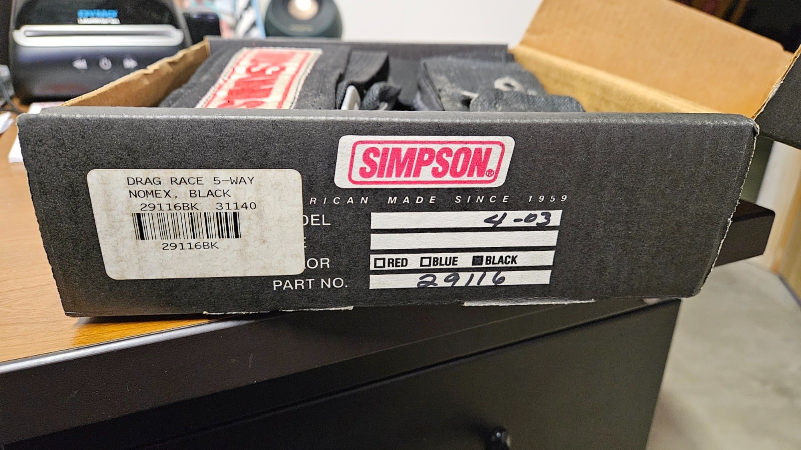 Simpson 29116BK Cam-Lock 55"System Drag Racing Wrap Around 5-Point Nomex Harness