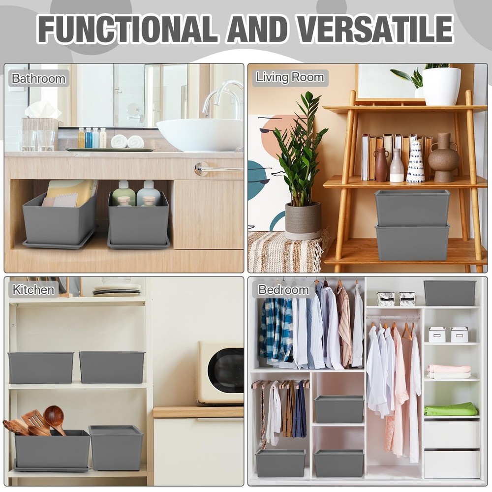 6 Pcs Storage Bins with Lids Small Plastic Storage Containers Stackable Stori...