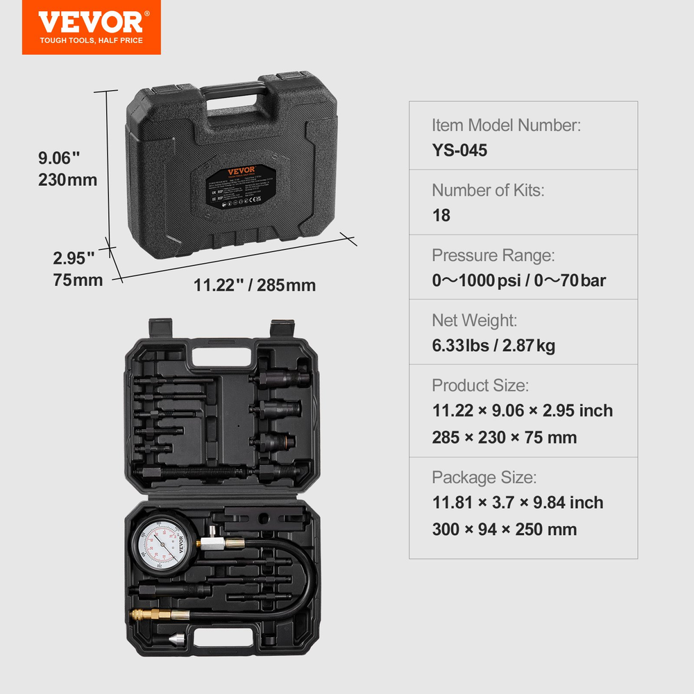Diesel Engine Compression Tester | Cylinder Pressure Test Tool Kit