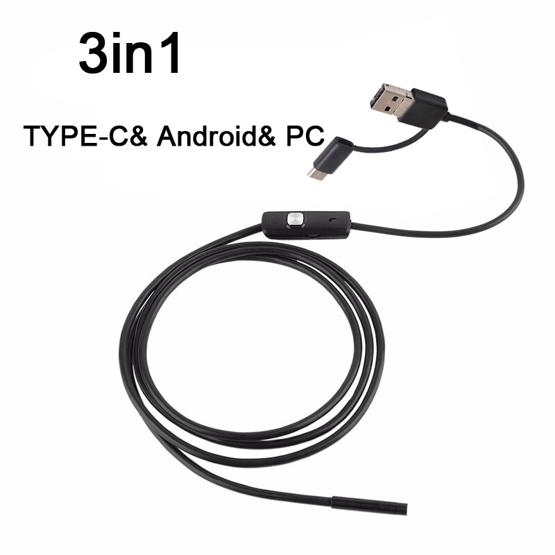 7mm Waterproof Micro USB Type C Endoscope Inspection Camera Cable For Android PC