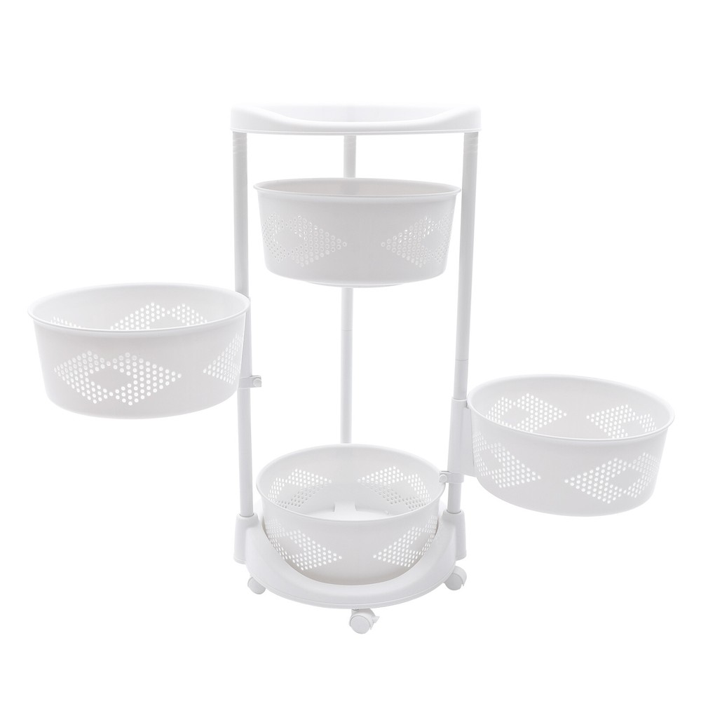 Multi-Layer Kitchen Storage Cart Rotating Basket Vegetable Rack Storage Shelves