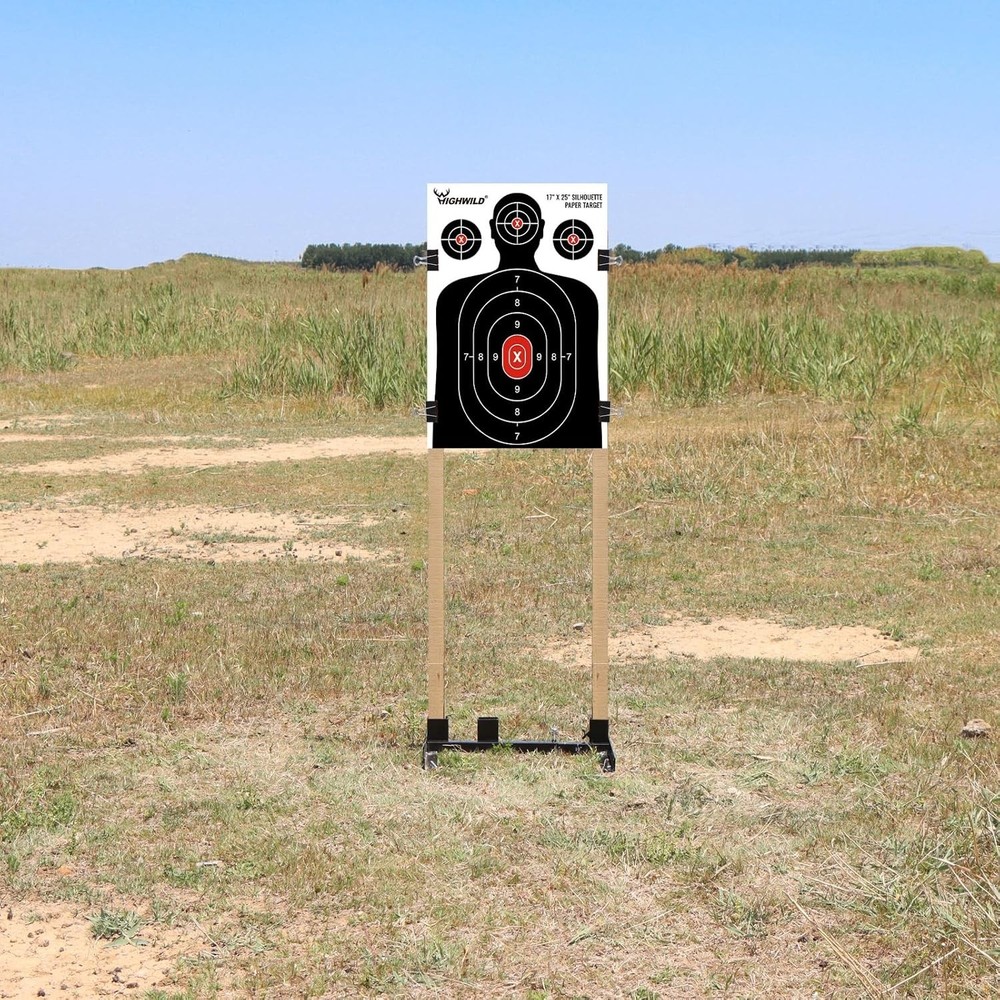 Compact Target Stand Base for Shooting Range with Reusable Cardboard Targets