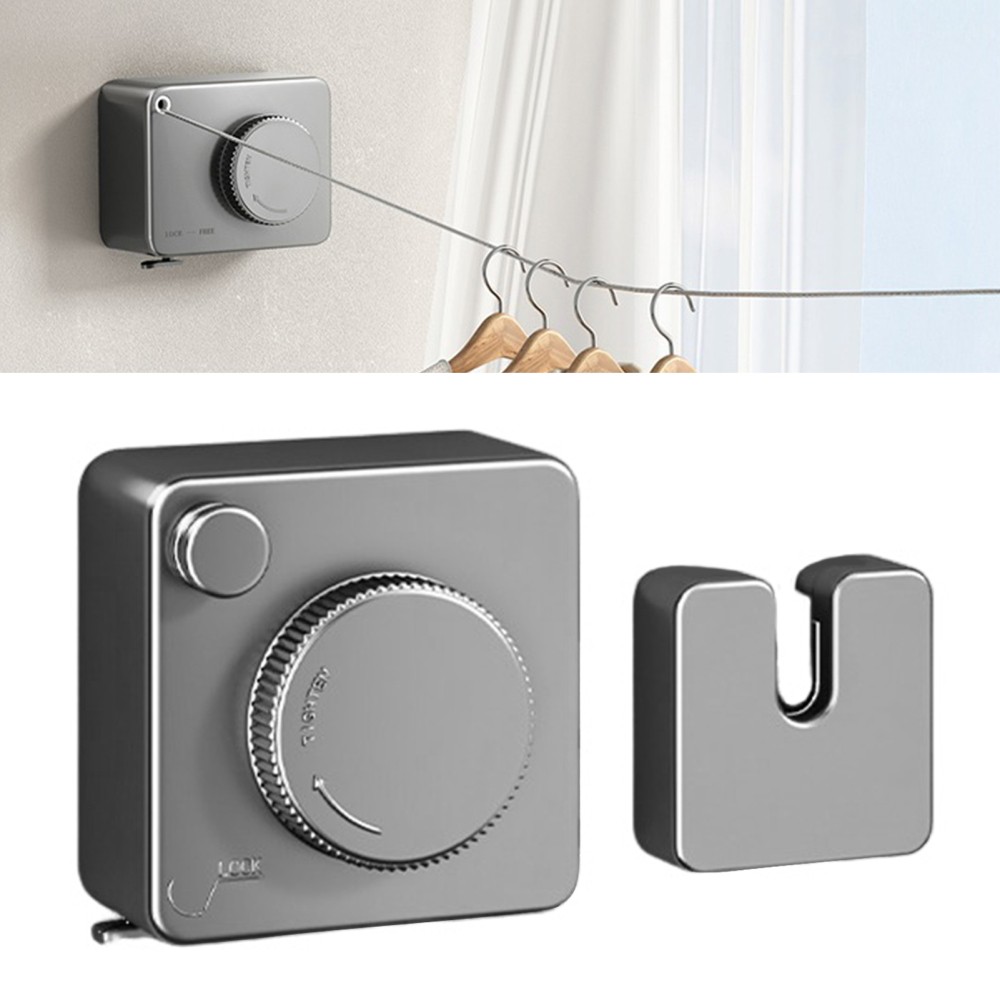 15.1FT-Retractable Clothesline NonSagging Heavy Duty Clothes Drying Laundry Line