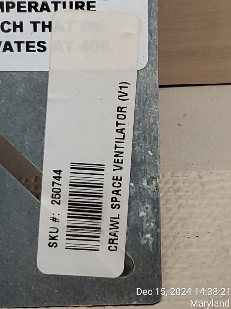 Tjernlund Model V1 Crawl Space Ventilator 110 CFM