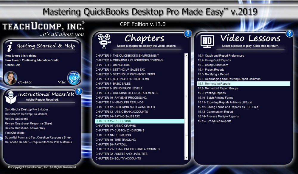 QUICKBOOKS PRO 2019 DELUXE Training Tutorial Course with Quick Reference Guide