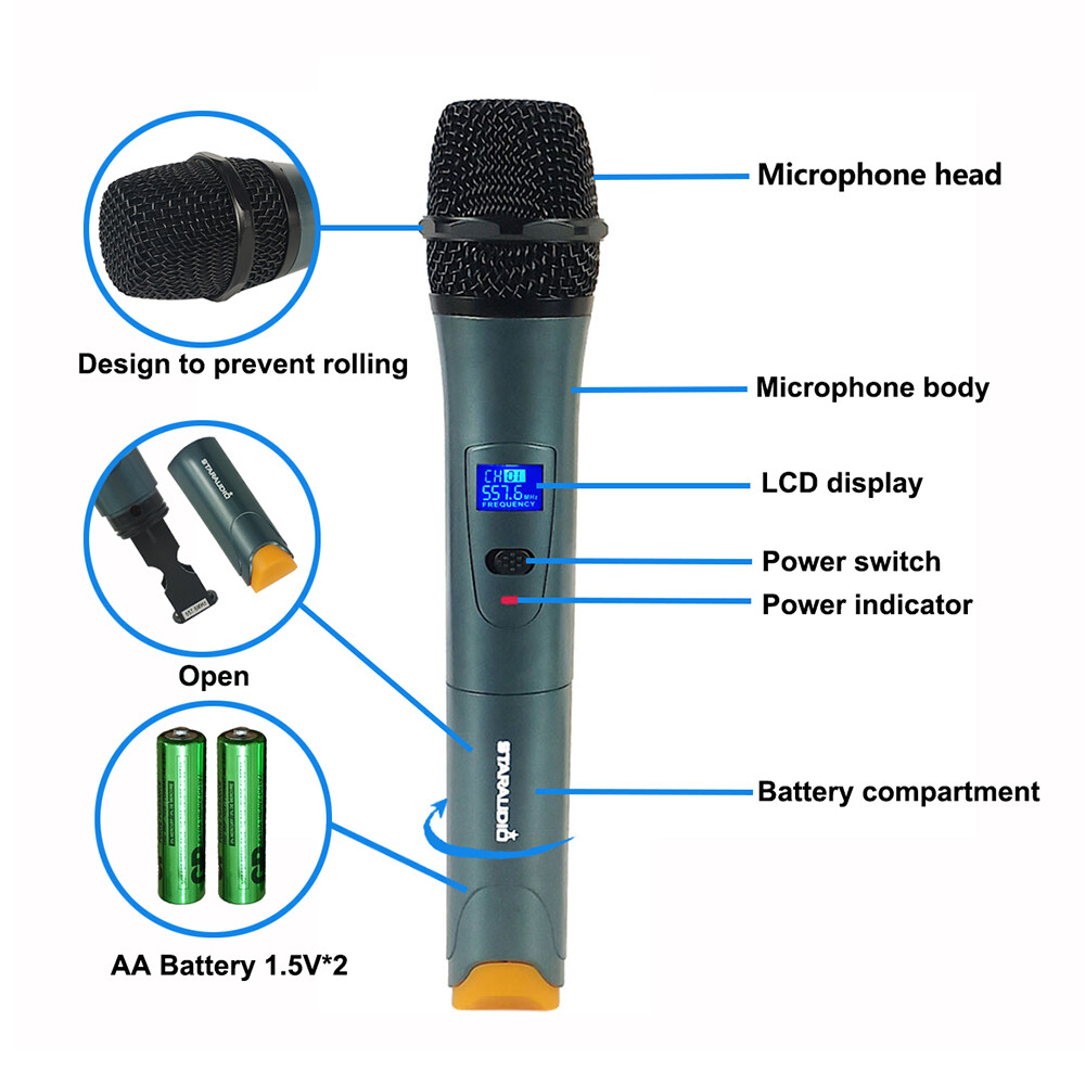 UHF Microphone Receiver Wireless Handheld Mic Headset Lavalier Lapel Microphone