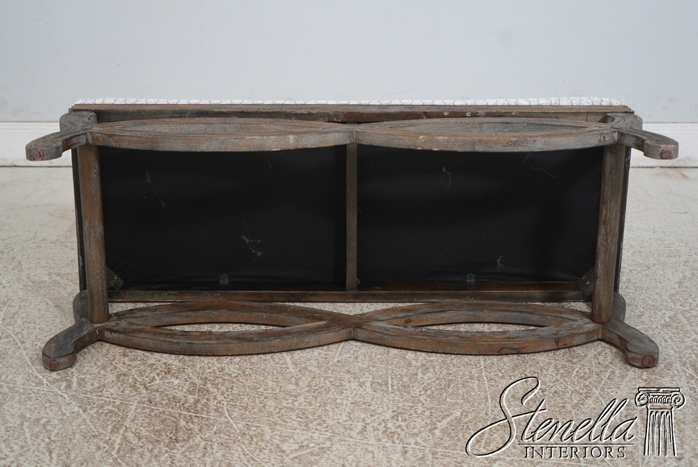 L68198: Rustic Gray Carved Frame Window Bench