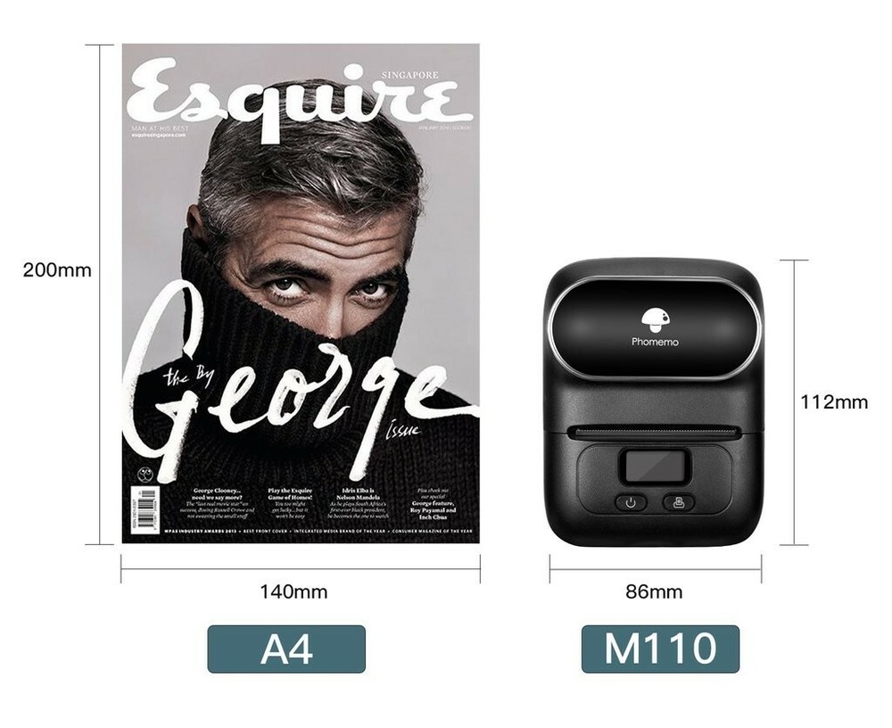 Phomemo M110 Pocket Thermal Printer Mobile Bluetooth Label Maker + 3 Rolls Paper