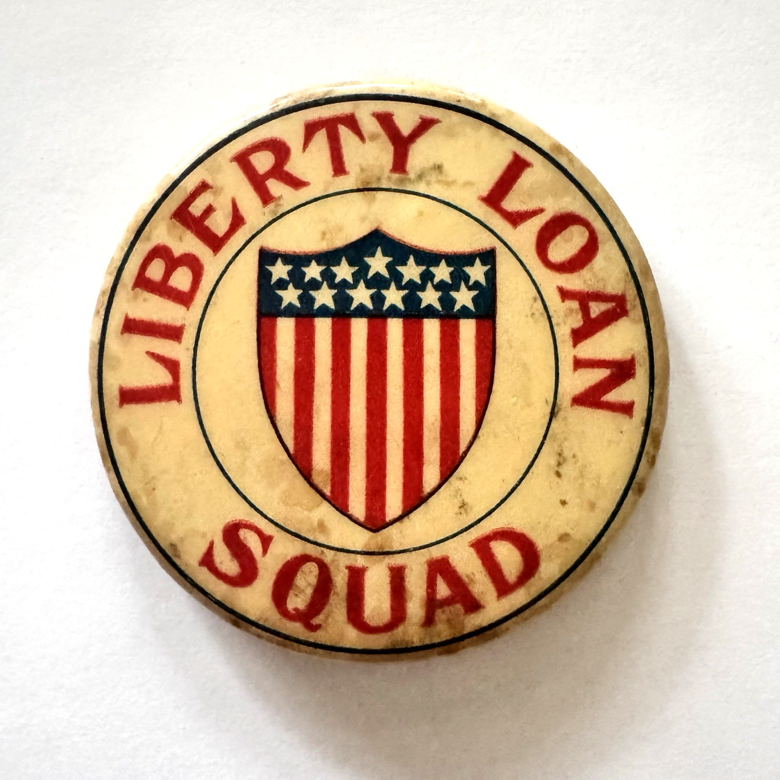 Liberty Loan Squad War Bonds WWI WW1 Minneapolis Celluloid Pinback Button Pin