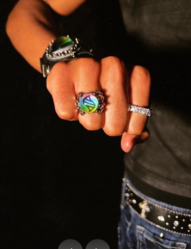 Mega Stone Keystone Ring handmade gothic style adjustable size