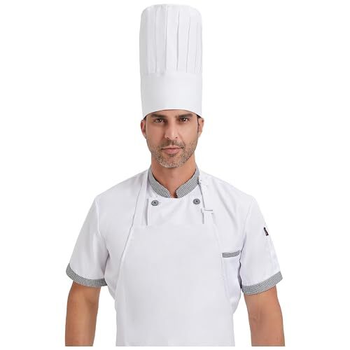 Chef Tall Hat Adjustable Elastic Kitchen Grill BBQ Cooking Chef Cap for White