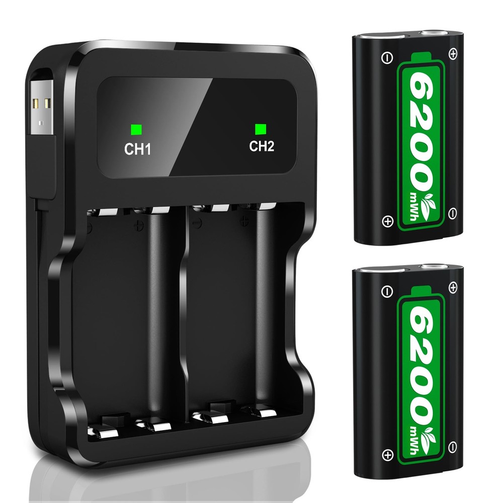 Ponkor 2x 6200mAh Rechargeable Battery Pack for Xbox Controllers