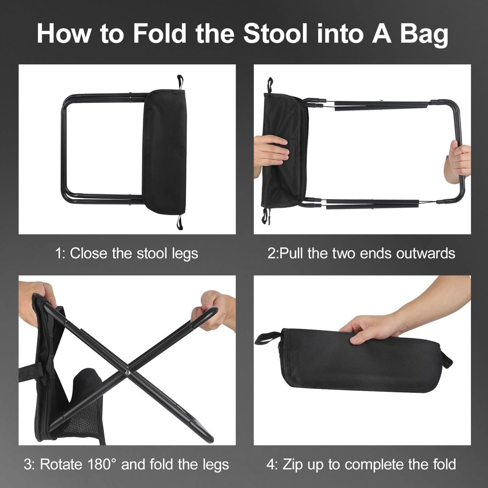 DZ Duozhan Portable Camping Stool - Foldable Backpack Stool 13" with 260lb Ca...