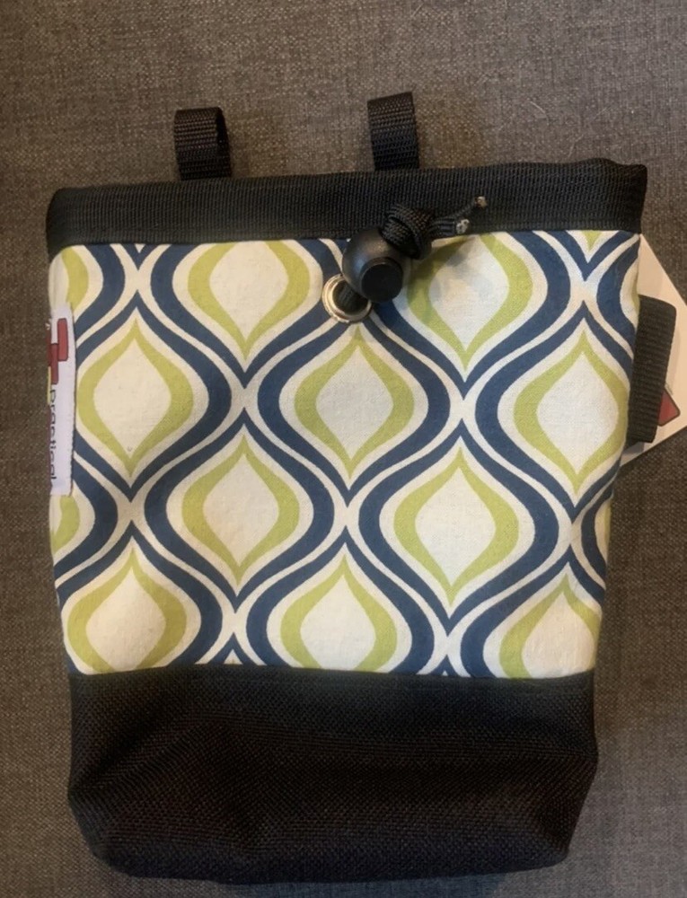 Practical chalk Bag Bucket Climbing Green Scrolls