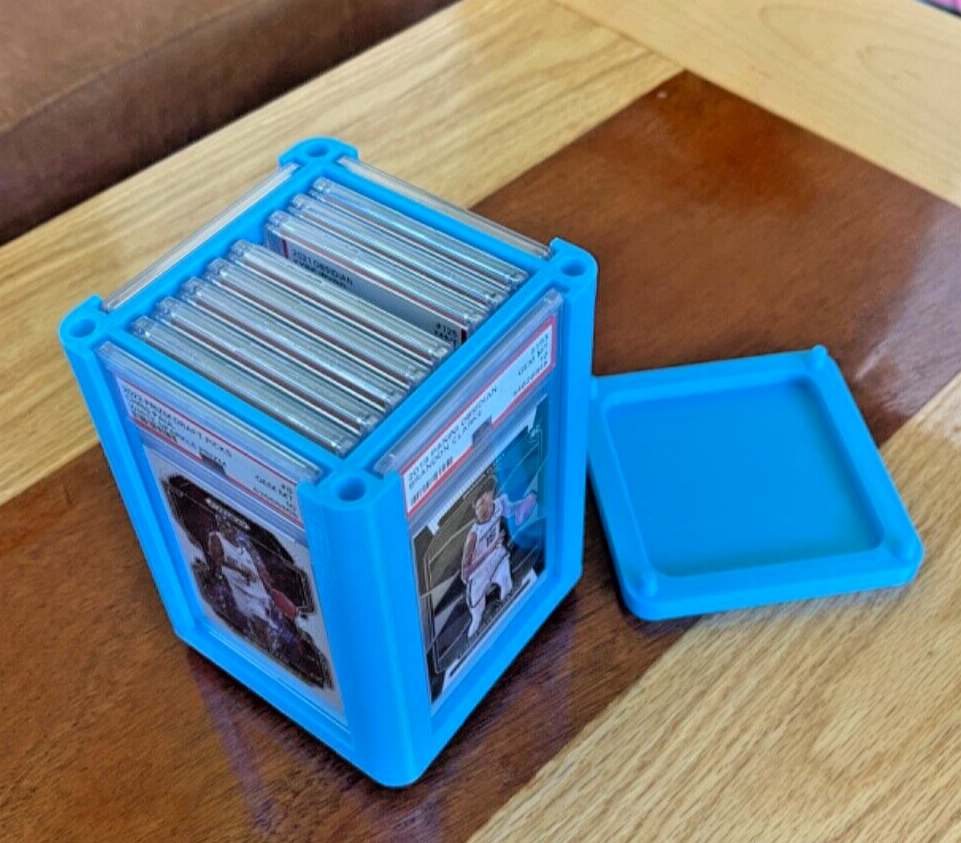 PSA Cards Spinning Display Storage Stand High Resolution 3D Printed Light Blue
