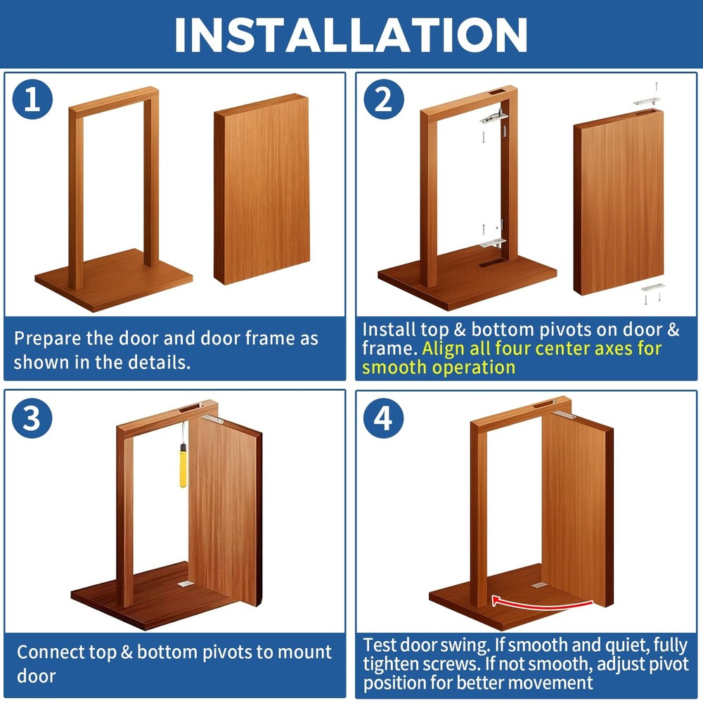TamBee Hidden Bookcase Hinges Pivot Door Hinge with Lock Silver