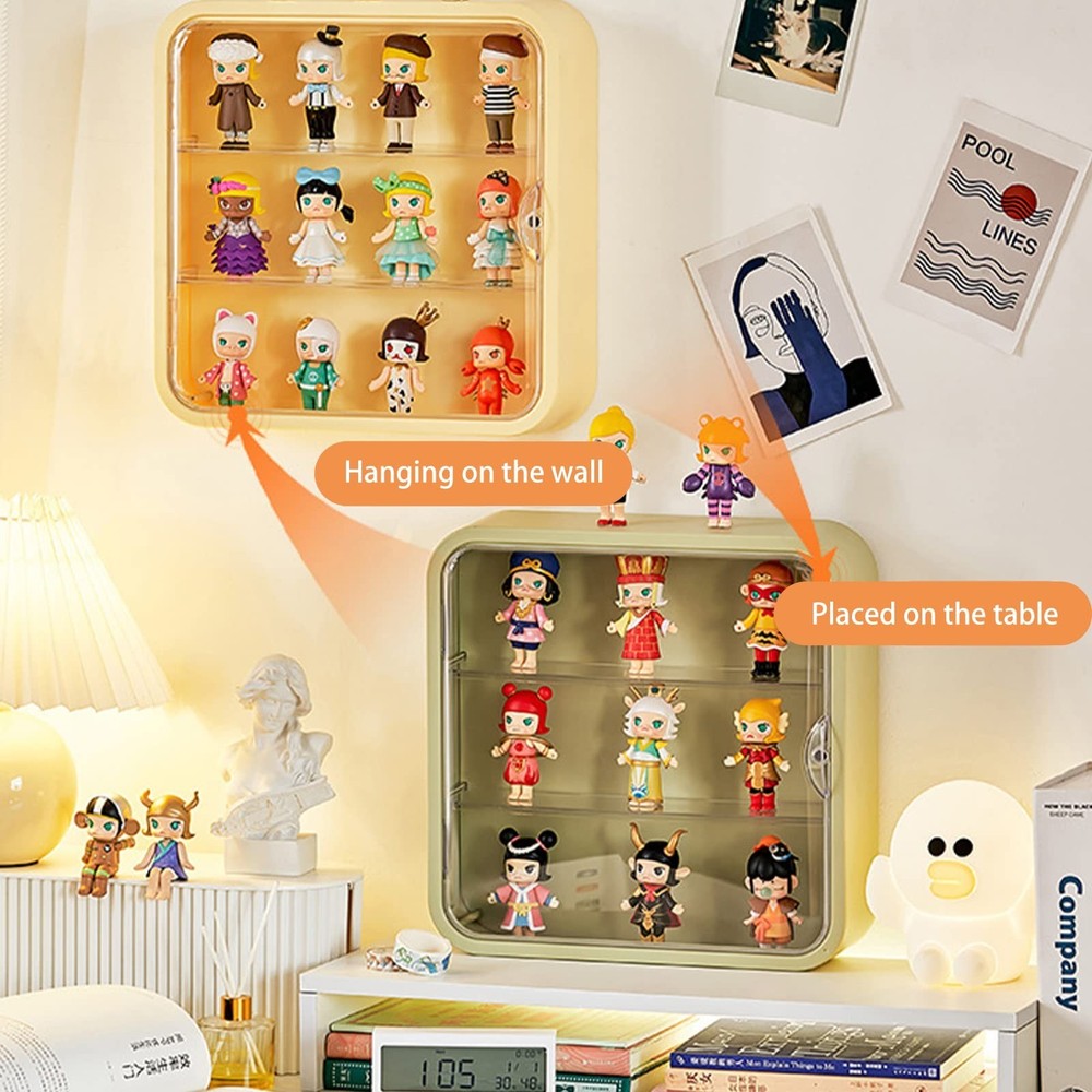 Clear Display Case for Figures,Wall-Mounted Doll Storage Box,Adjustable Displ...