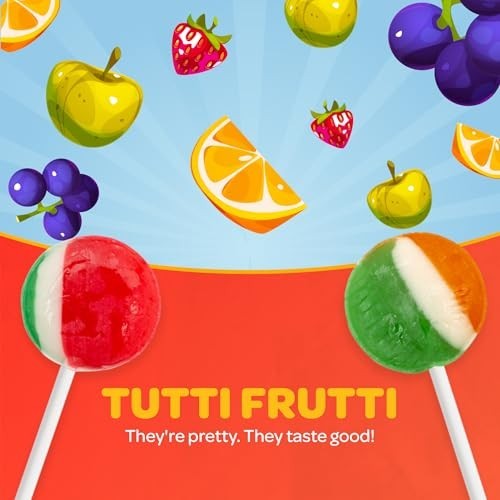 Fruit Lollipops - 2 Pound Bulk Pack (80 Count) - Assorted Fruit Flavored Hard Ca