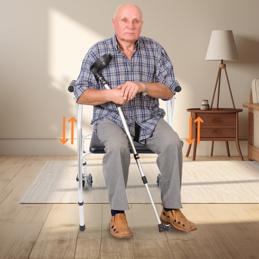 Adjustable Height Walker Folding Walker Floorstanding Foldable Chair 48-58cm