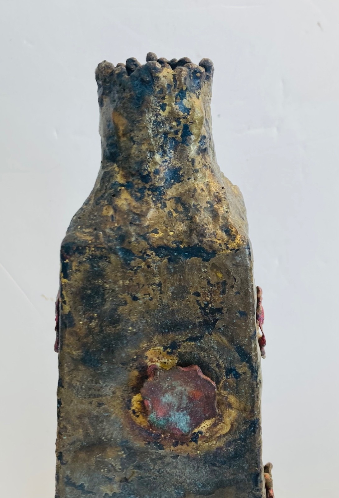 Beautiful MCM Metal Brutalist Bronze Vase Handmade Sculpture