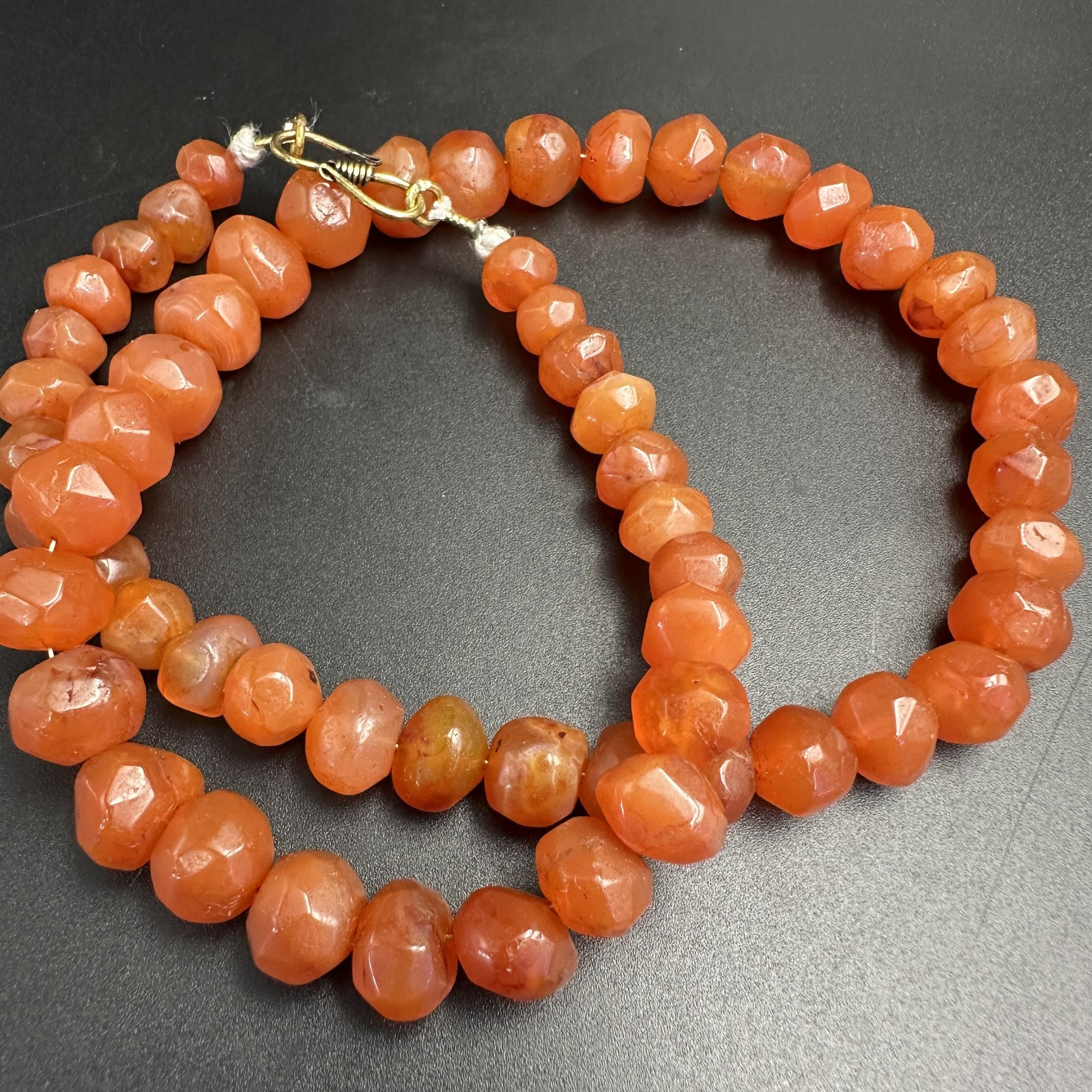 Vintage Himalayan Tibetan Carnelian Faceted Agate Beads Necklace