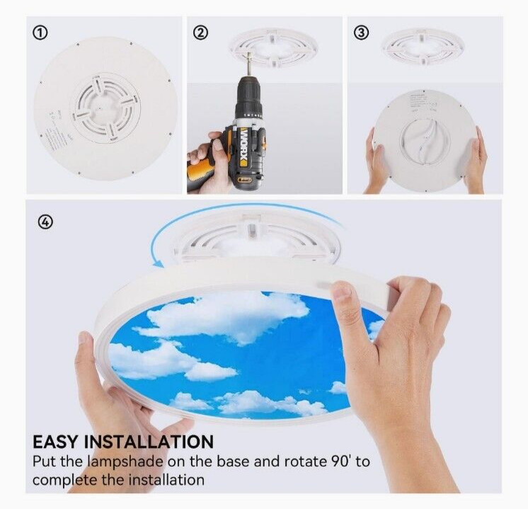 Flush Mount LED Ceiling Light Round Surface Mount Blue Sky Clouds Light, 8 Pack