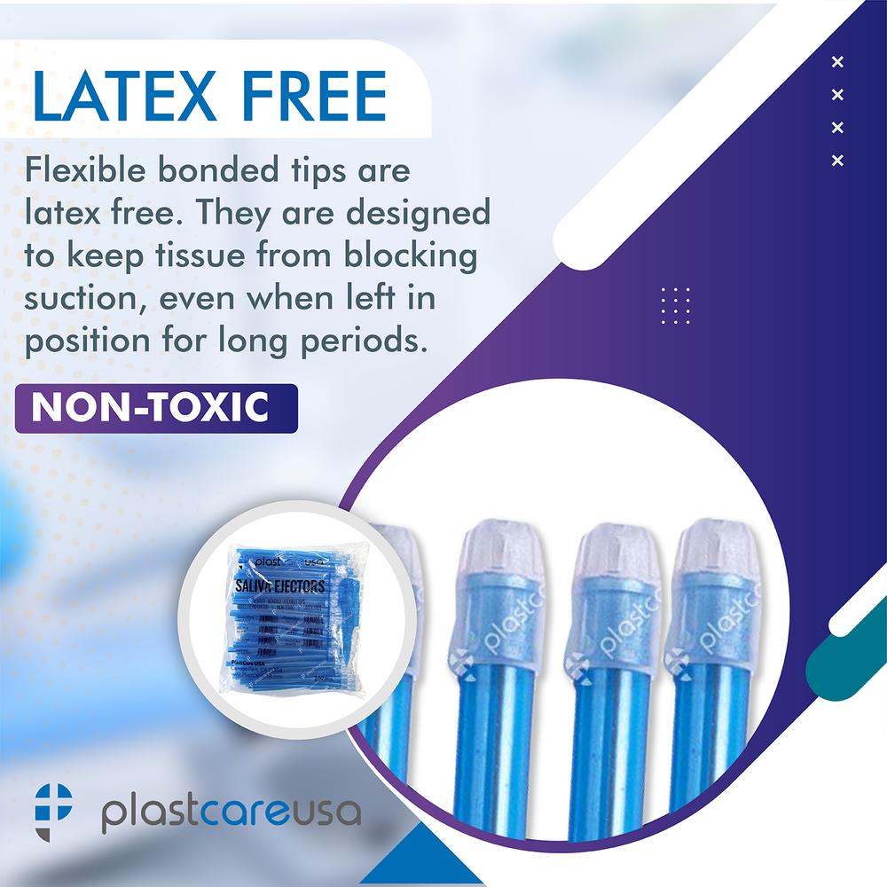 2000 (20 Bags) Blue Clear Dental Saliva Ejectors Ejector Disposable Suction Tips